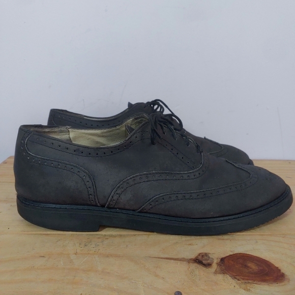 Vintage Roots Grey Leather Wingtip Derby Shoes Men's Size 10 US - Picture 2 of 16